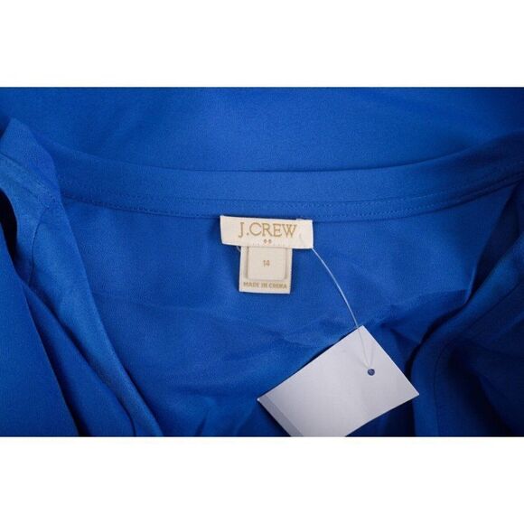 J.Crew Womens Shirt Top Blouse Sz 14 Blue Scoop Neck Polyester F1056 NWT - Picture 6 of 6